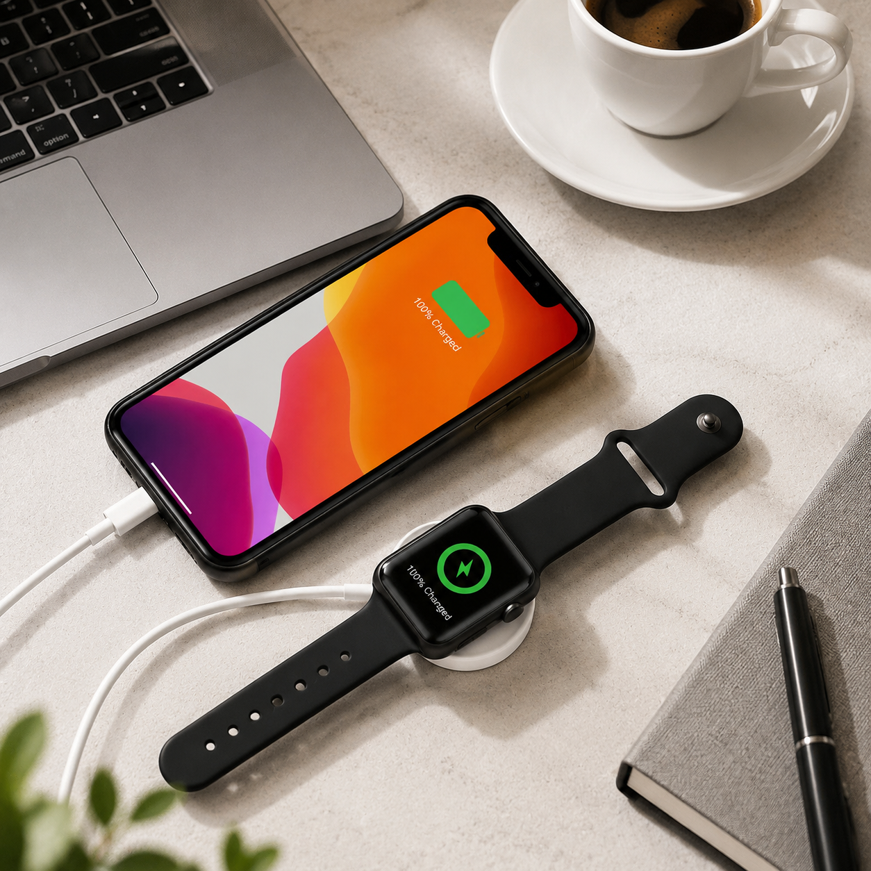 Premium 2-in-1 Magnetic Wireless Charger Cable USB-A Fast Charging Cord Smart Chip Protection Strong Magnetic Charging Compatible with iPhone