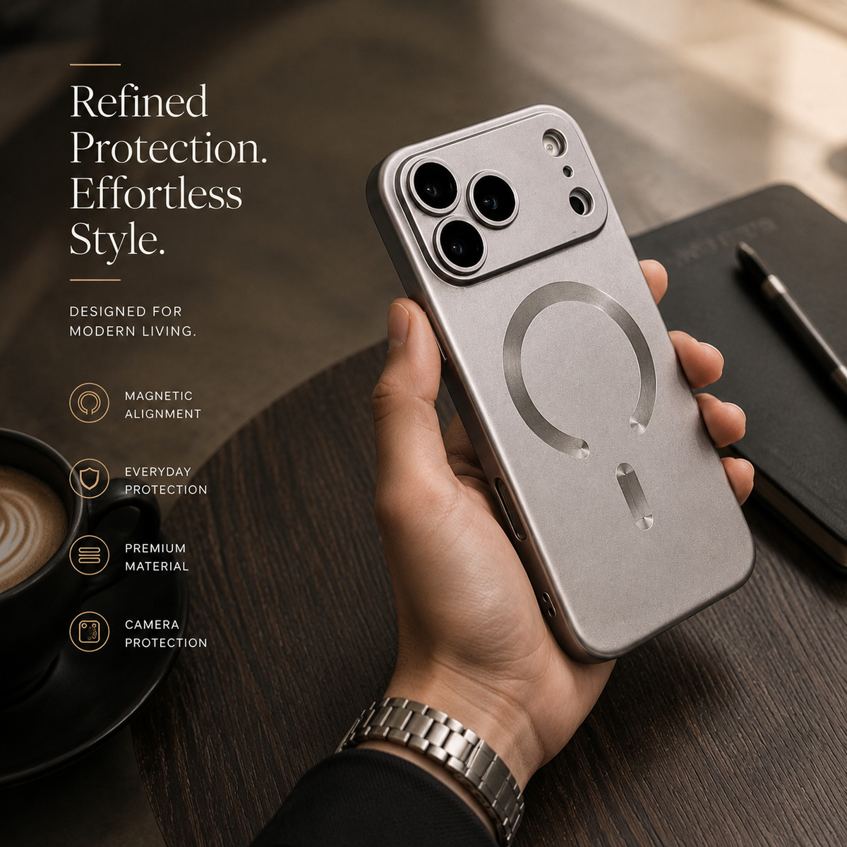 Premium iPhone Case MagSafe Compatible Metallic Paint Magnetic Protective Cover Anti Fingerprint Shockproof Camera Lens Protection Wireless Charging Slim Design