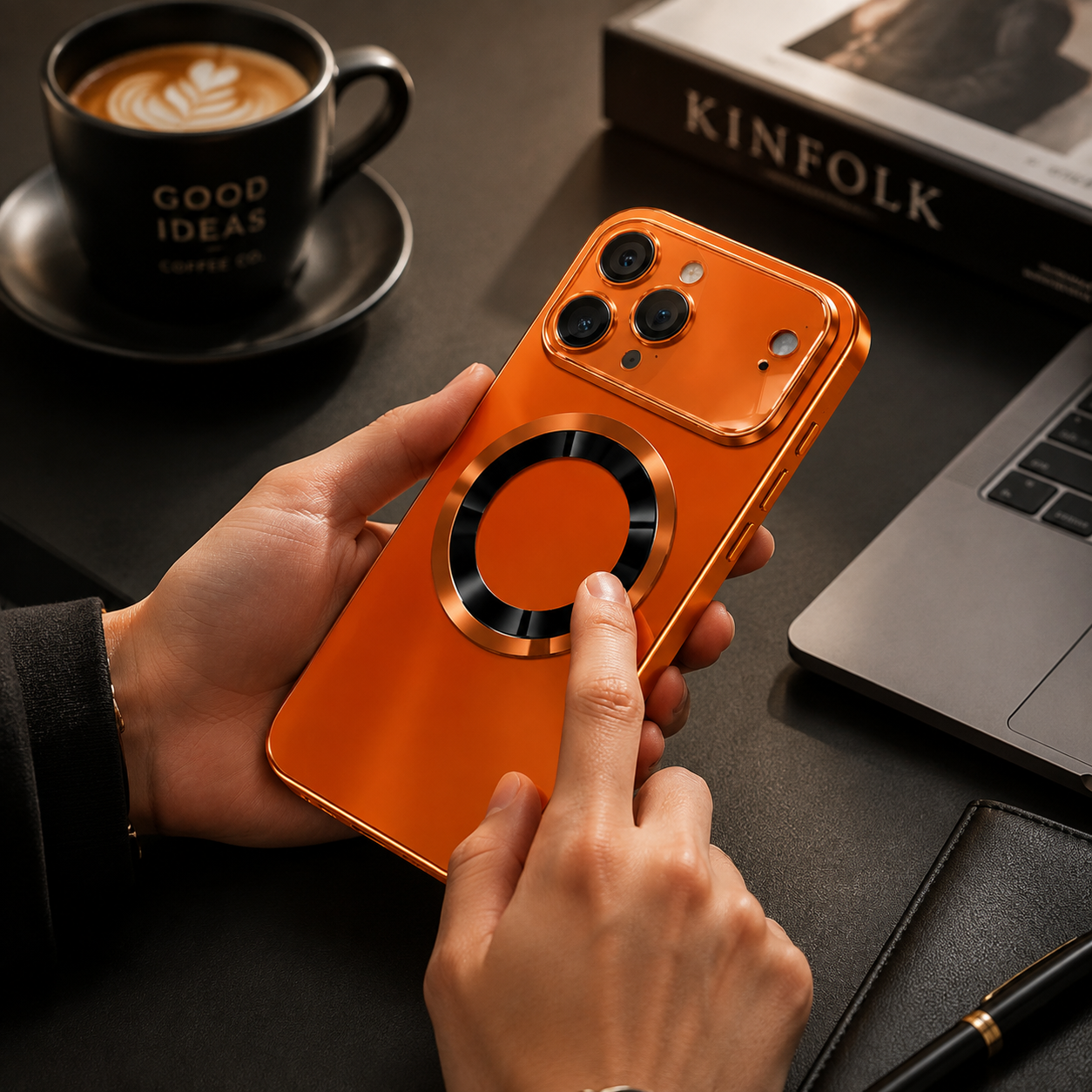 Luxury iPhone Case MagSafe Compatible Magnetic Shockproof Cover Titanium Metallic Matte PC TPU Back Camera Lens Protection Ultra Thin Full Coverage