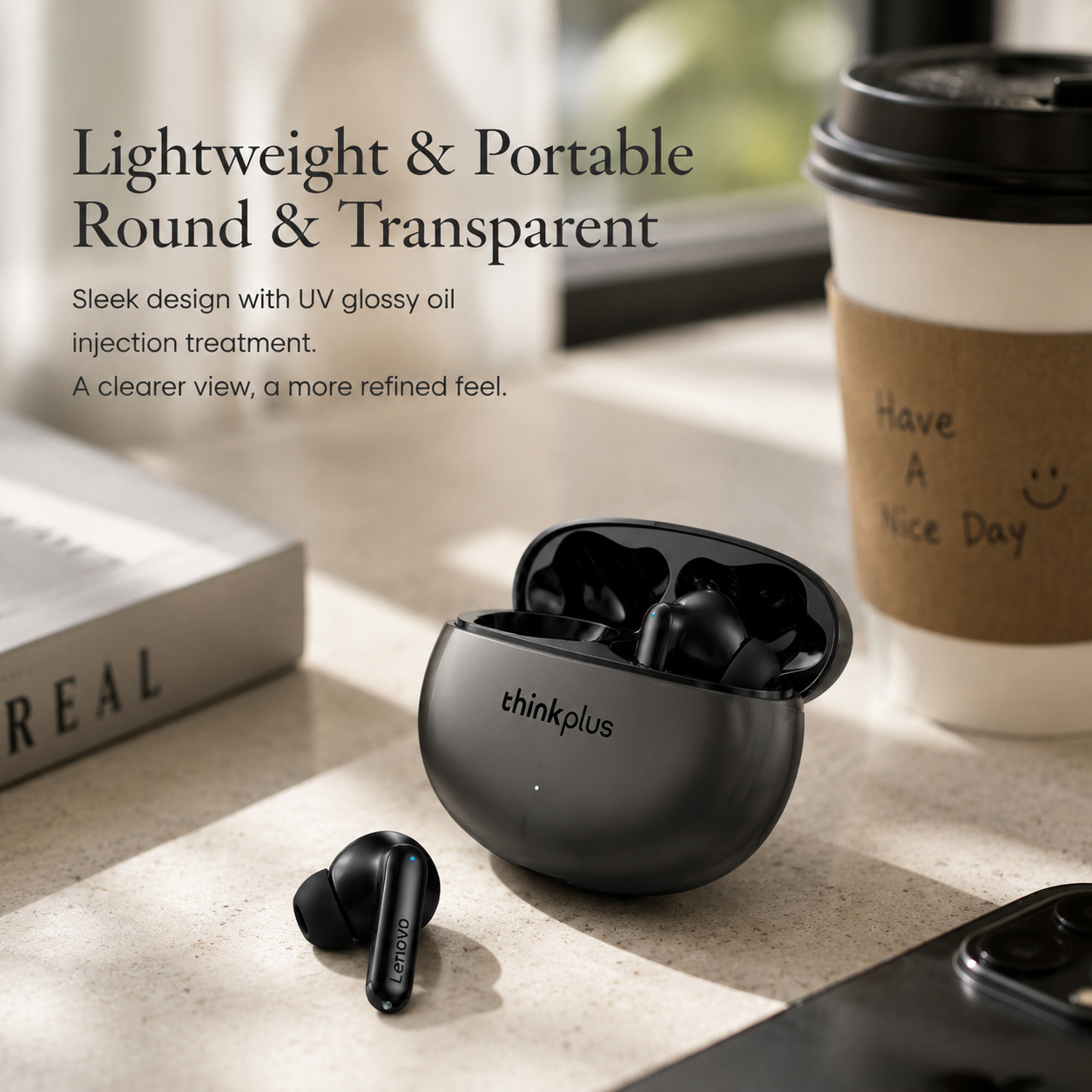 Premium Bluetooth 5.3 Wireless Earbuds Stereo In-Ear Headphones with Clear Microphone Secure Sport Fit Low Latency Compatible with iPhone
