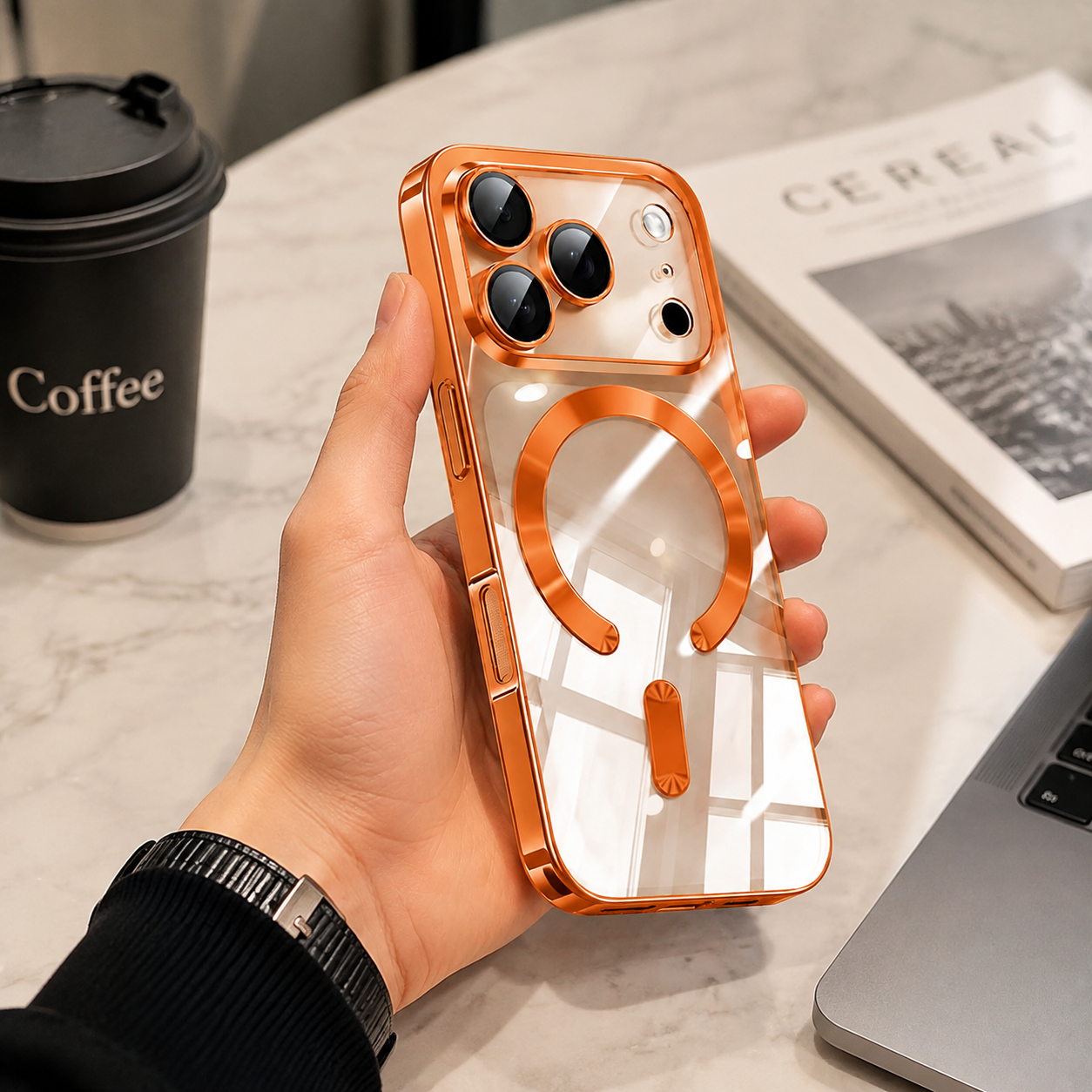 Premium iPhone Case MagSafe Compatible Magnetic Clear Protective Cover Shockproof Soft TPU Camera Lens Protection Slim Plated Full Coverage