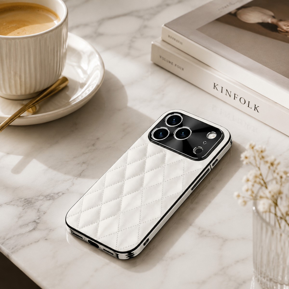 Premium iPhone Case Argyle Pattern PU Leather Protective Cover Shockproof Camera Lens Protection Anti Scratch Anti Fingerprint Slim Full Coverage