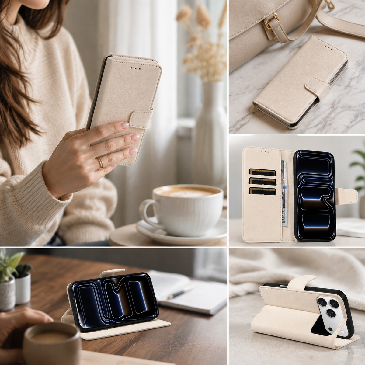 Premium iPhone Case MagSafe Compatible PU Leather Wallet Cover Magnetic Shockproof Protective Case Card Holder Anti Scratch Full Coverage Slim Design