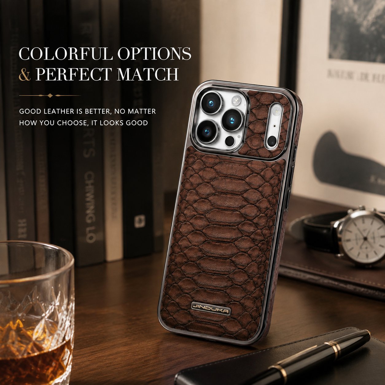 Premium iPhone Case Snake Pattern Leather Protective Cover Soft Flannel Lining Scratch Resistant Wireless Charging Slim Full Coverage