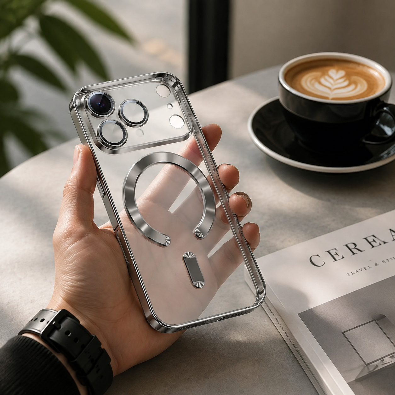 Premium iPhone Case MagSafe Compatible Magnetic Clear Protective Cover Shockproof Soft TPU Camera Lens Protection Slim Plated Full Coverage