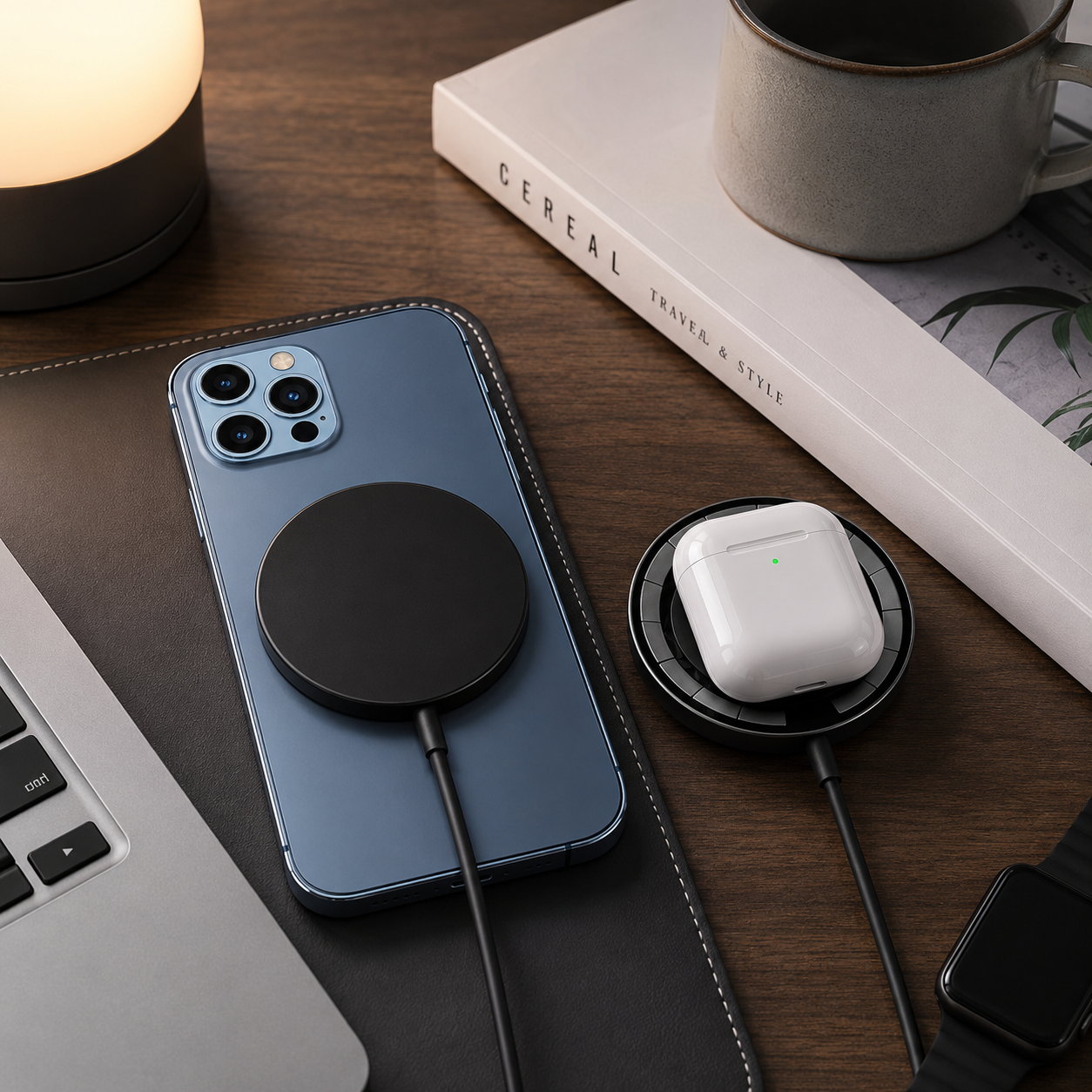 Premium 30W Magnetic Wireless Charger Pad Fast Wireless Charging MagSafe Charging Stand USB-C PD USB-A Non-Slip Compatible with iPhone