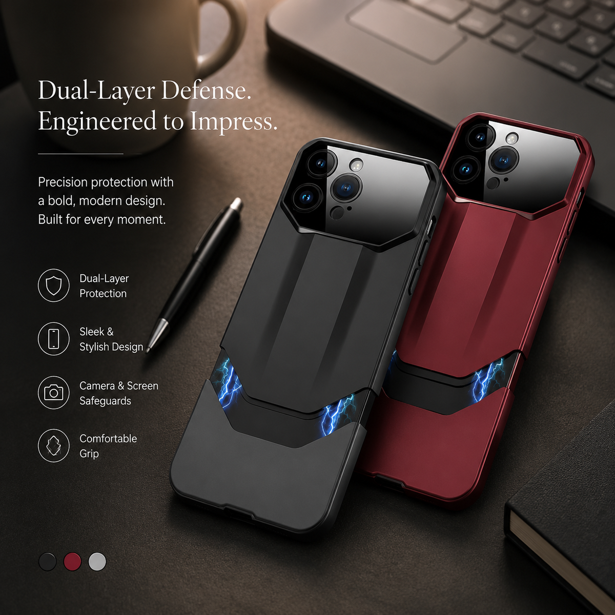 Premium iPhone Case Luxury Supercar Design Hard PC Shockproof Protective Cover Camera Lens Protection Anti Scratch Dustproof Slim Full Coverage