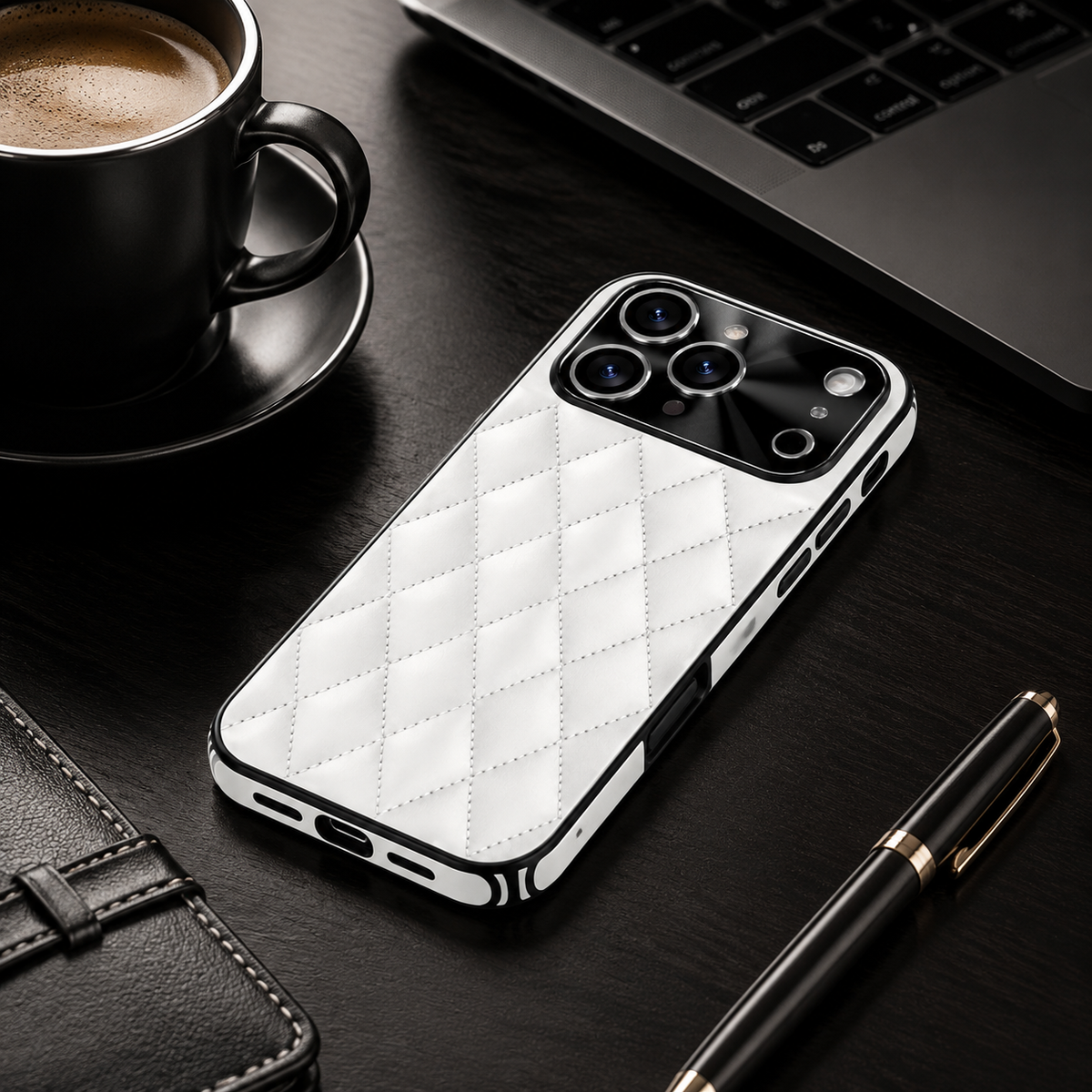 Premium iPhone Case Argyle Pattern PU Leather Protective Cover Shockproof Camera Lens Protection Anti Scratch Anti Fingerprint Slim Full Coverage