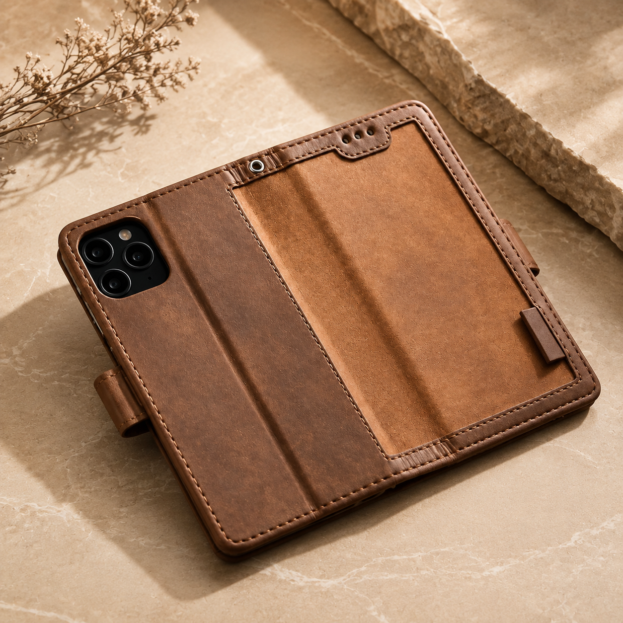 Luxury Leather Flip Case – Premium Wallet Cover, Magnetic Closure, Card Slots, Shockproof Protection, Elegant Design for iPhone