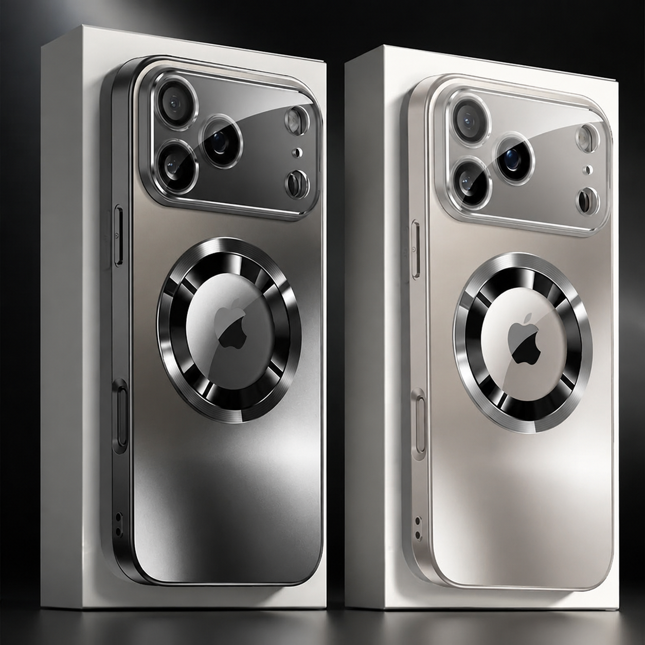 Luxury iPhone Case MagSafe Compatible Magnetic Shockproof Cover Titanium Metallic Matte PC TPU Back Camera Lens Protection Ultra Thin Full Coverage