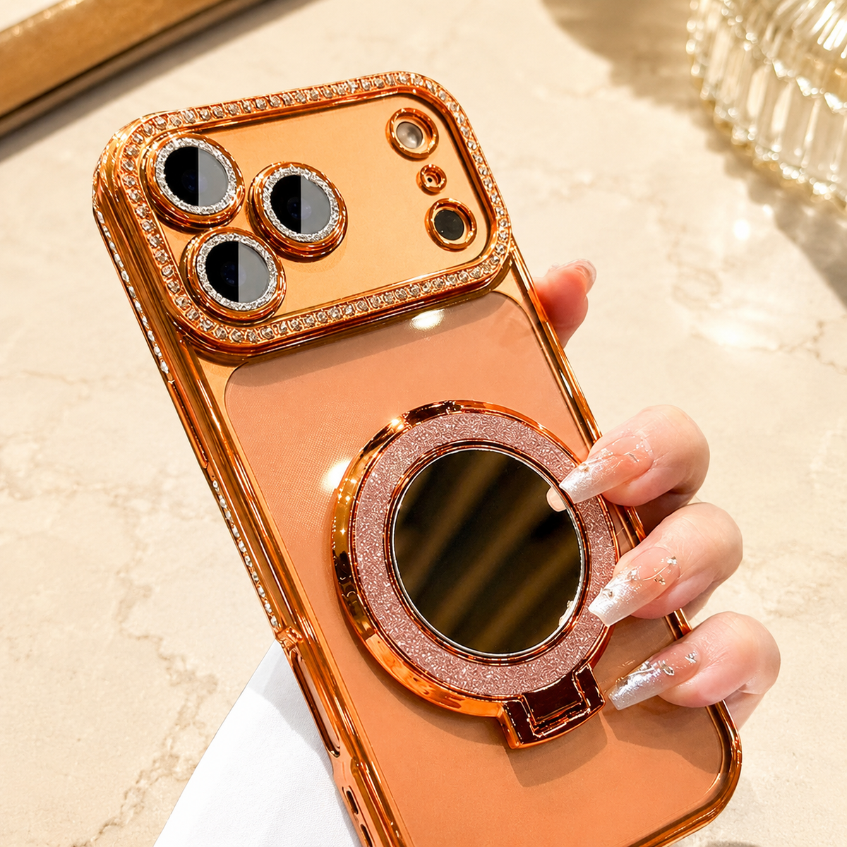Luxury iPhone Case MagSafe Compatible Protective Cover Camera Lens Protection Shockproof Anti Scratch Transparent Diamond Mirror Glitter Anti Fingerprint Slim Full Coverage