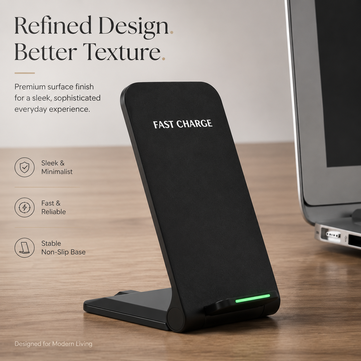 Premium 30W Wireless Charger Stand Fast Charging Foldable Phone Charging Stand USB C Vertical Horizontal Viewing Compatible with iPhone Travel Design