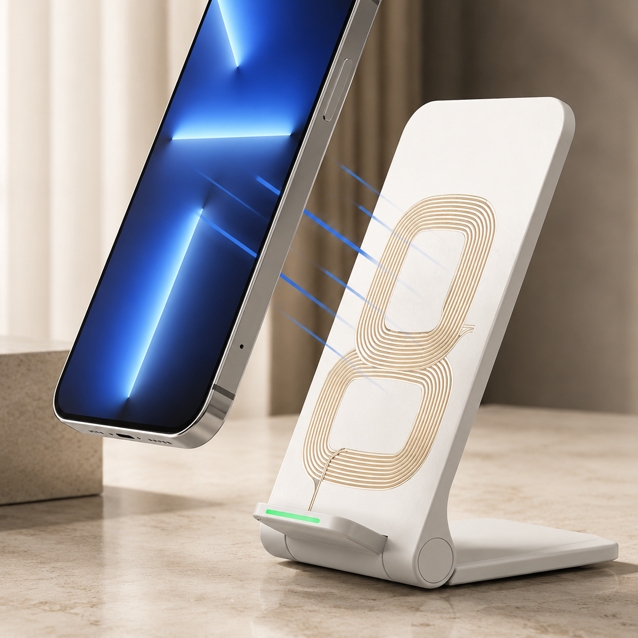 Premium 30W Wireless Charger Stand Fast Charging Foldable Phone Charging Stand USB C Vertical Horizontal Viewing Compatible with iPhone Travel Design