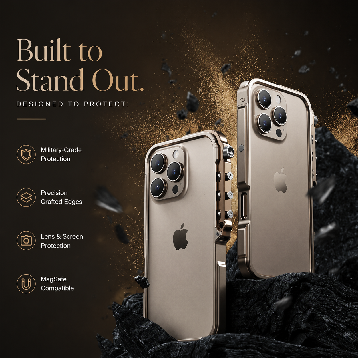 Premium Aluminum Alloy iPhone Case 360° Armor Frame Metal Bumper Shockproof Protective Cover Slim Durable Mechanical Design