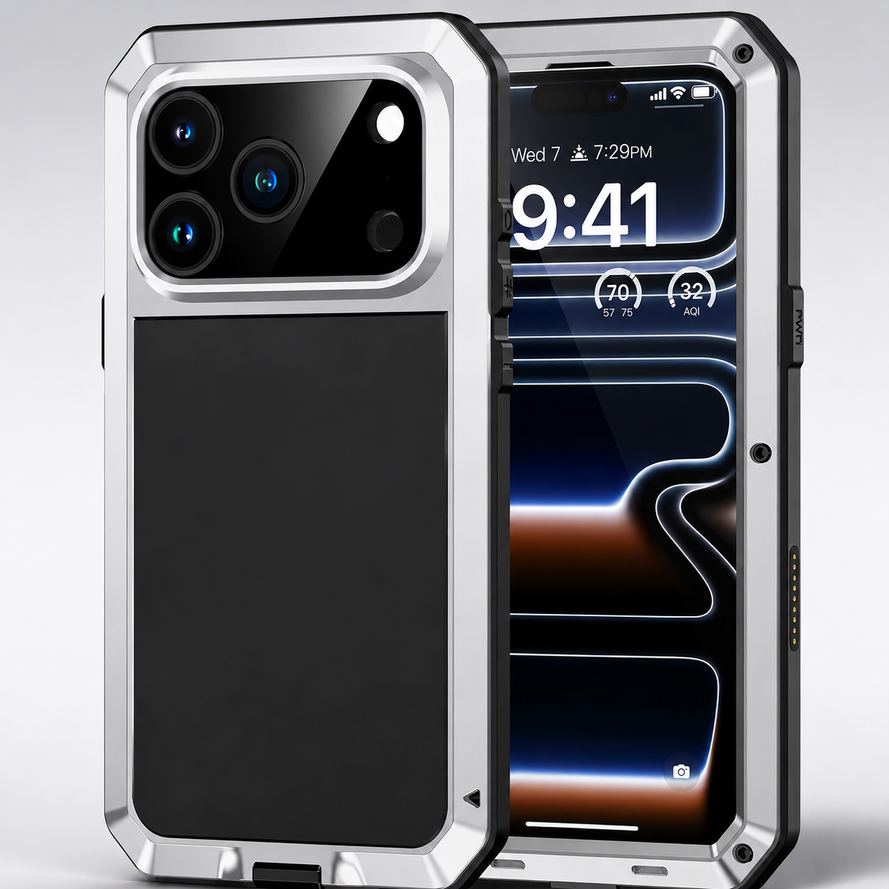 Premium Aluminum Armor iPhone Case – MagSafe Compatible Heavy Duty Shockproof Cover with Built-in Glass Screen Protector and Camera Lens Guard