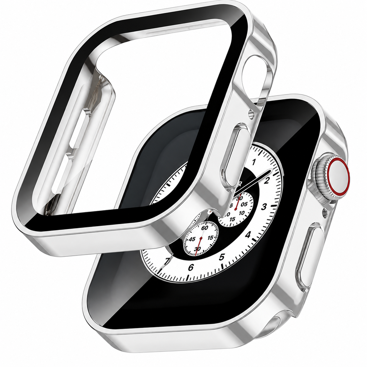 Premium Apple Watch Tempered Glass Case Full Coverage Screen Protector Shock Resistant Protective Cover Scratch Resistant Straight Edge Compatible with Apple Watch