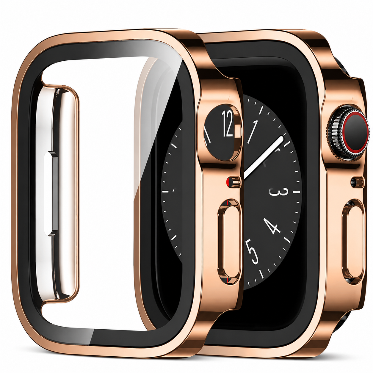 Premium Apple Watch Tempered Glass Case Full Coverage Screen Protector Shock Resistant Protective Cover Scratch Resistant Straight Edge Compatible with Apple Watch