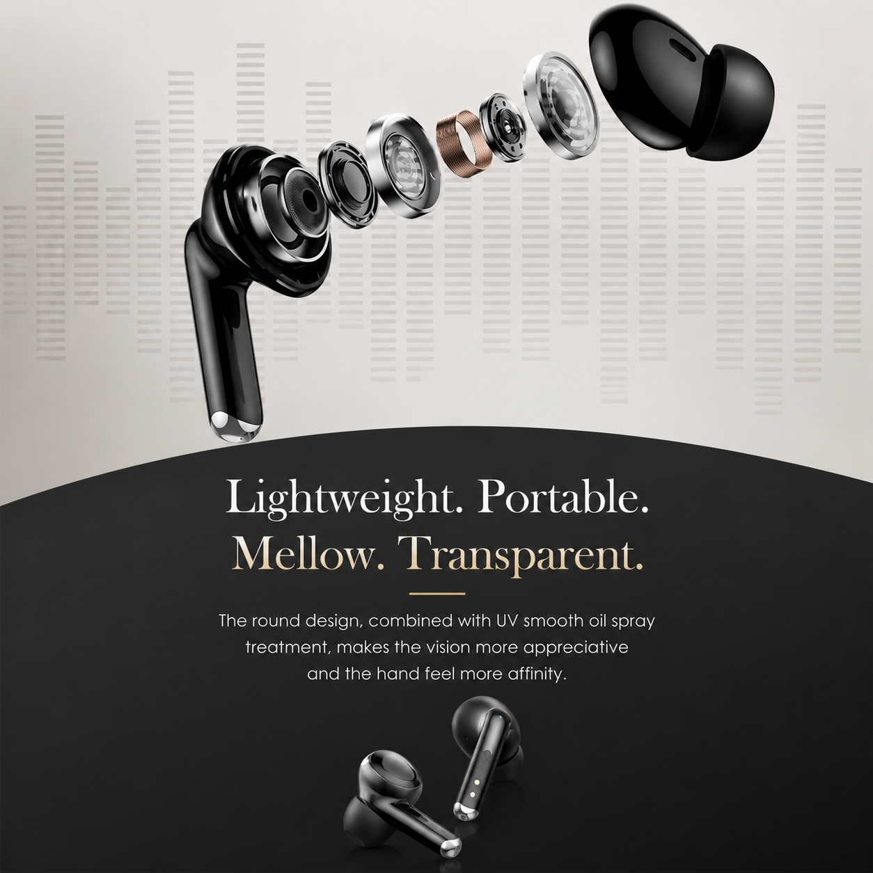 Premium Bluetooth 5.3 Wireless Earbuds Stereo In-Ear Headphones with Clear Microphone Secure Sport Fit Low Latency Compatible with iPhone