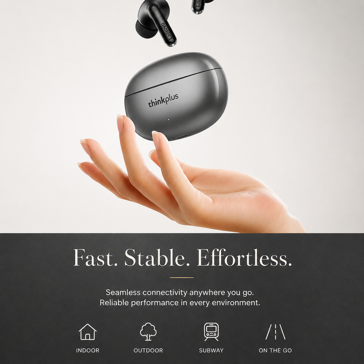 Premium Bluetooth 5.3 Wireless Earbuds Stereo In-Ear Headphones with Clear Microphone Secure Sport Fit Low Latency Compatible with iPhone