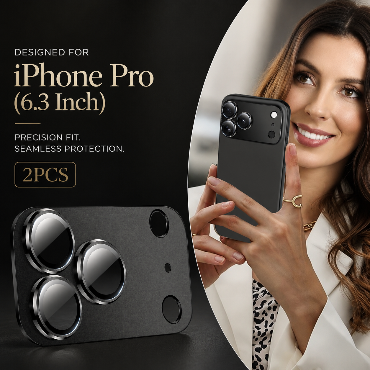 Premium Camera Lens Protector Tempered Glass Aluminum Alloy Metal Ring Full Coverage Scratch Resistant Anti Reflection Compatible with iPhone