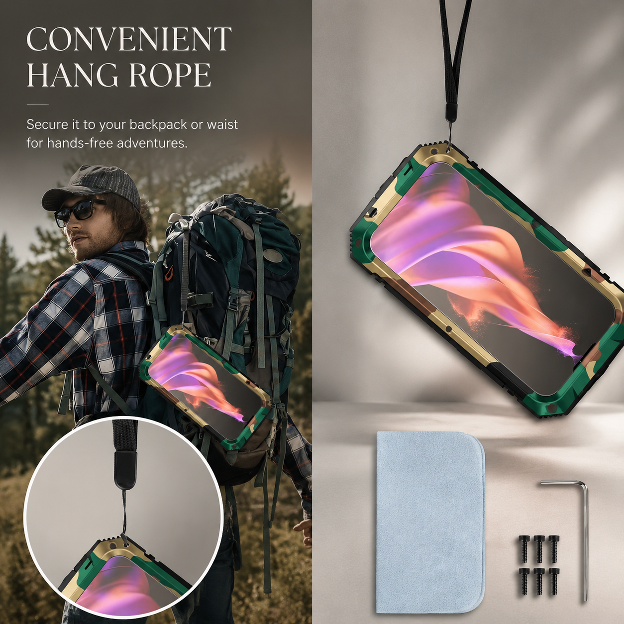 Premium Durable iPhone Case Heavy Duty Aluminum Metal Armor Cover Tempered Glass Screen IP54 Water Resistant Shockproof Full Body Protective Design