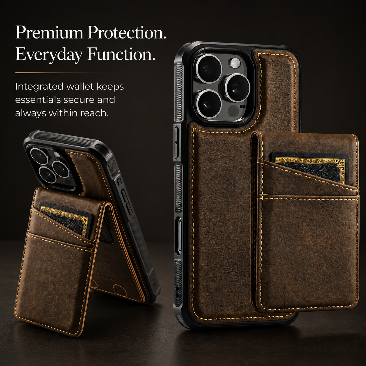 Premium Luxury iPhone Case 2-in-1 Detachable Magnetic Wallet Cover PU Leather Card Holder Cash Pocket Wrist Strap Shockproof Full Protection Slim Design Finish