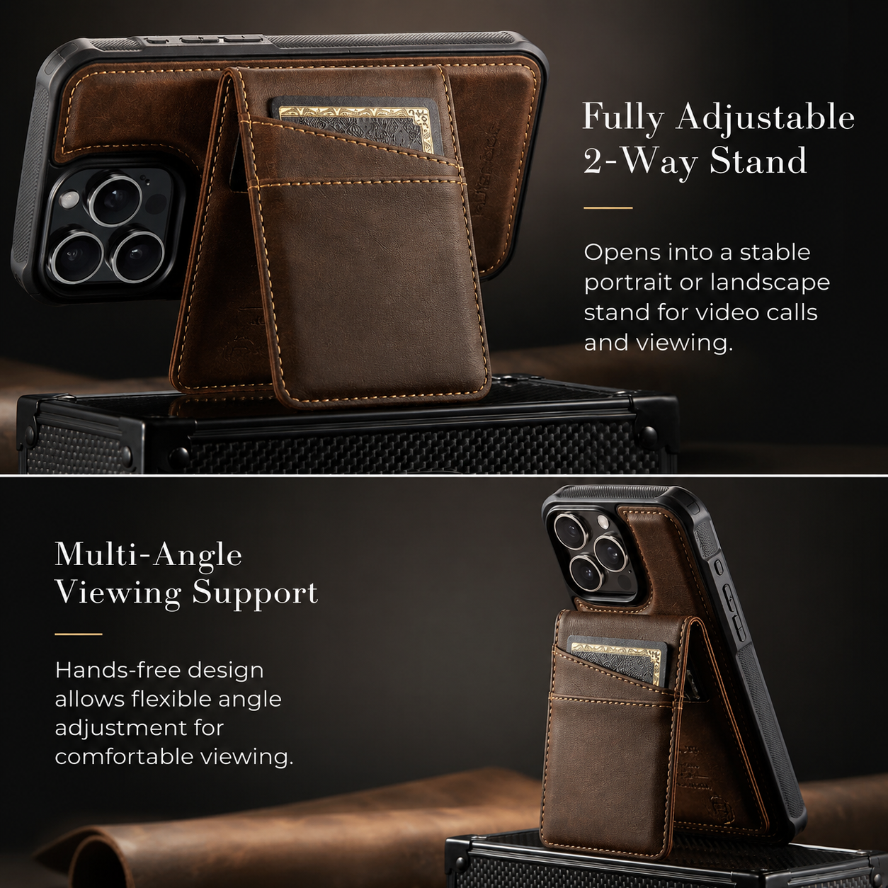 Premium Luxury iPhone Case 2-in-1 Detachable Magnetic Wallet Cover PU Leather Card Holder Cash Pocket Wrist Strap Shockproof Full Protection Slim Design Finish