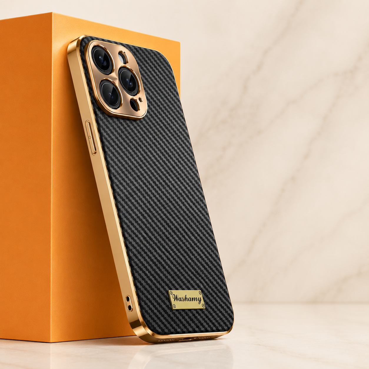 Premium Luxury iPhone Case Carbon Fiber Textured Leather Cover Alloy Metal Lens Guard Shockproof Slim Fit Wireless Charging Compatible Durable Design Finish
