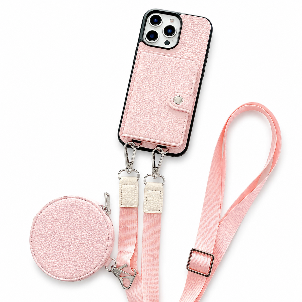 Premium Luxury iPhone Case Crossbody Wallet Cover PU Leather Card Holder Coin Pocket RFID Protection Shoulder Strap Shockproof Full Protection Slim Design Finish