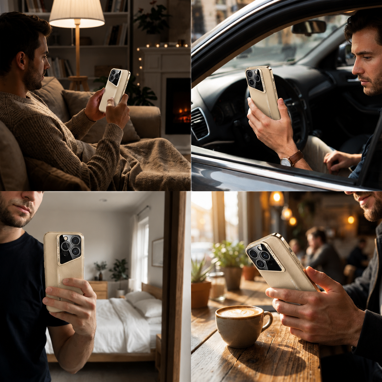 Premium Luxury iPhone Case Electroplated Genuine Leather Cover Hard PC Back TPU Frame Shockproof Camera Lens Protection Slim Anti Slip Design Finish