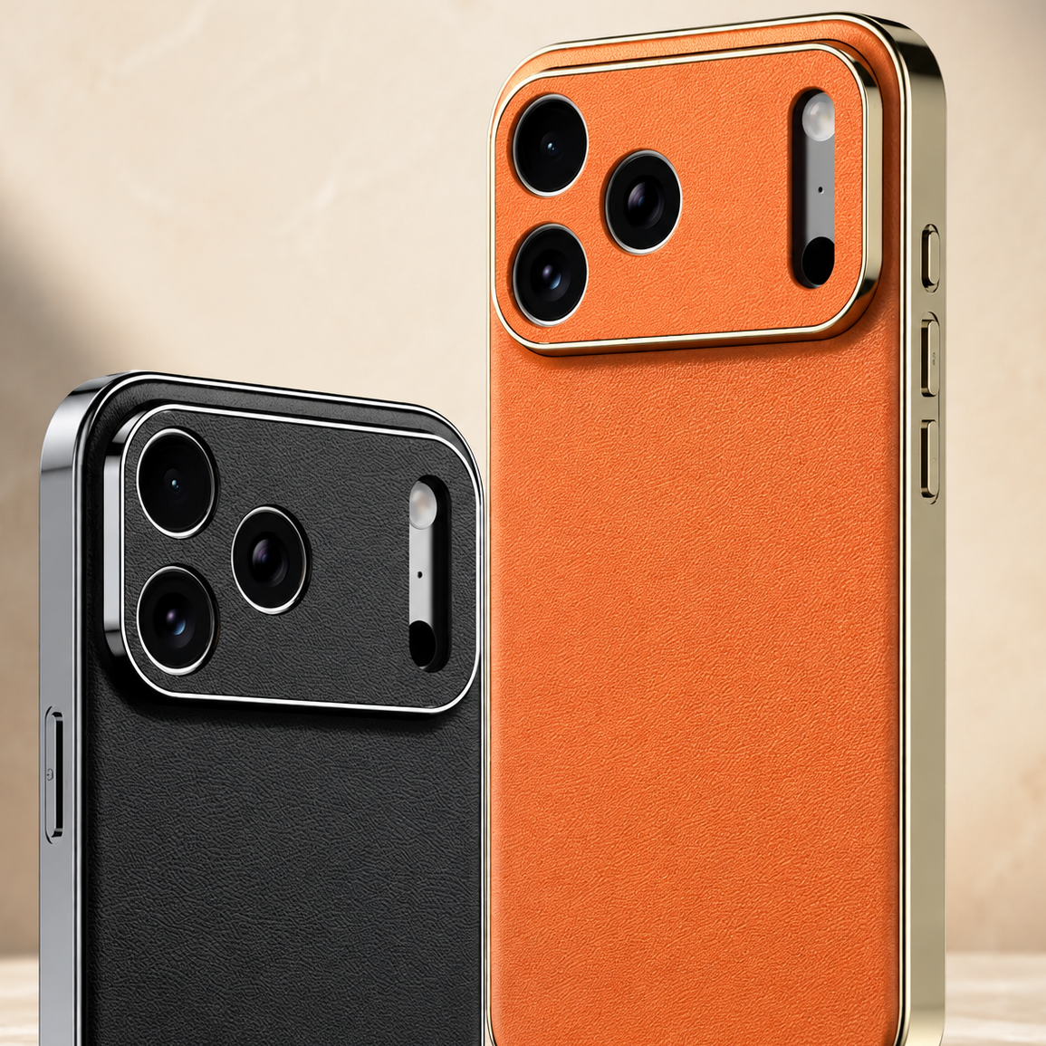 Premium Luxury iPhone Case Genuine Cowhide Leather Cover Shockproof Frame Full Camera Lens Protection Anti Slip Matte Finish Slim Protective Design
