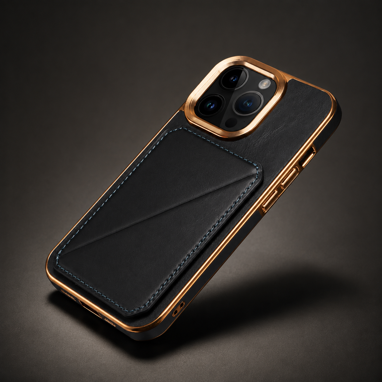 Premium Luxury iPhone Case Genuine Cowhide Leather Wallet Cover Magnetic Card Holder Metal Frame Shockproof Full Body Protection Slim Design Finish
