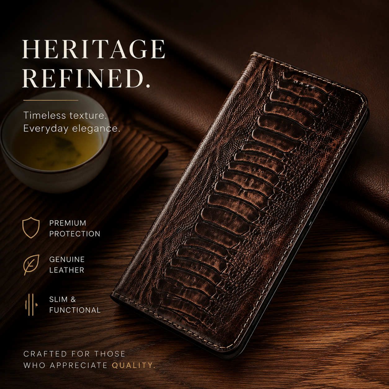 Premium Luxury iPhone Case Genuine Leather Flip Wallet Cover Card Holder Magnetic Closure Shockproof Full Body Protection Slim Elegant Design Finish