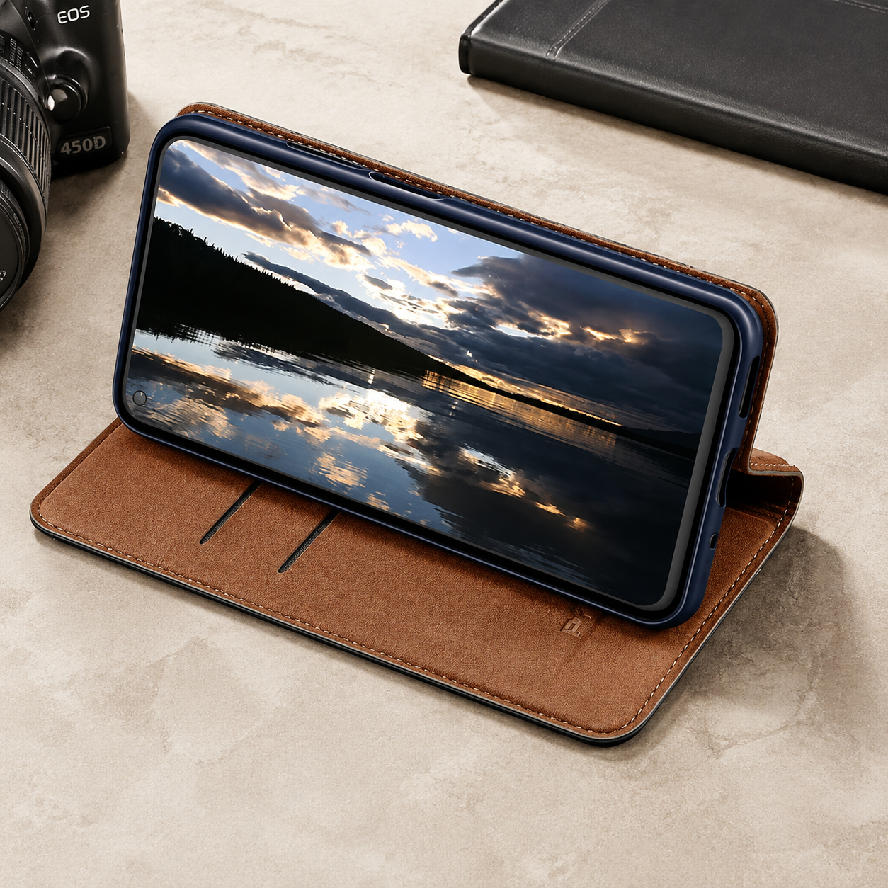 Premium Luxury iPhone Case Genuine Nappa Leather Wallet Flip Cover Card Holder Magnetic Closure Shockproof Full Body Protection Slim Business Design Finish