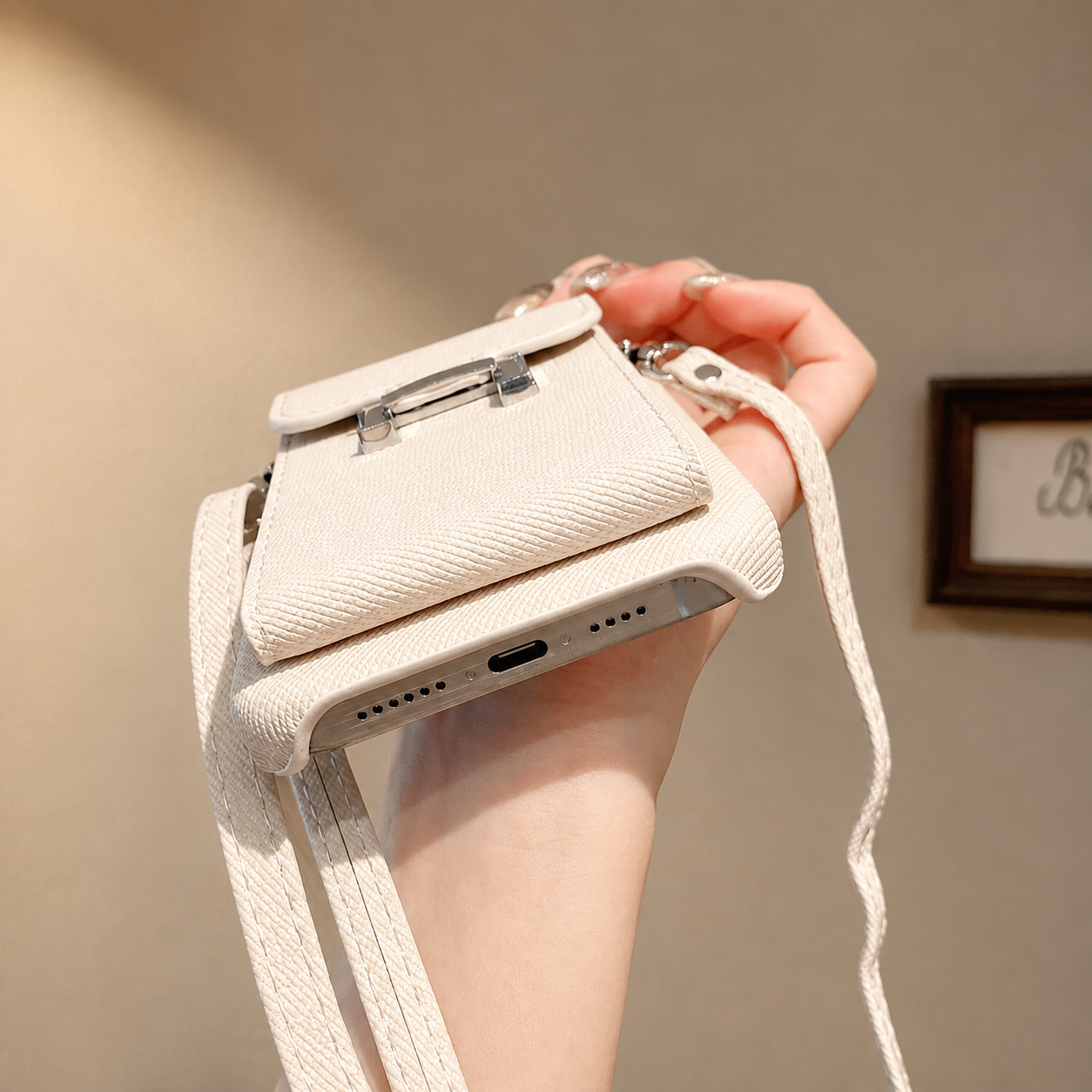 Premium Luxury iPhone Case Leather Wallet Crossbody Flip Cover PU Leather Card Pocket Shoulder Strap Shockproof Full Coverage Slim Design Finish