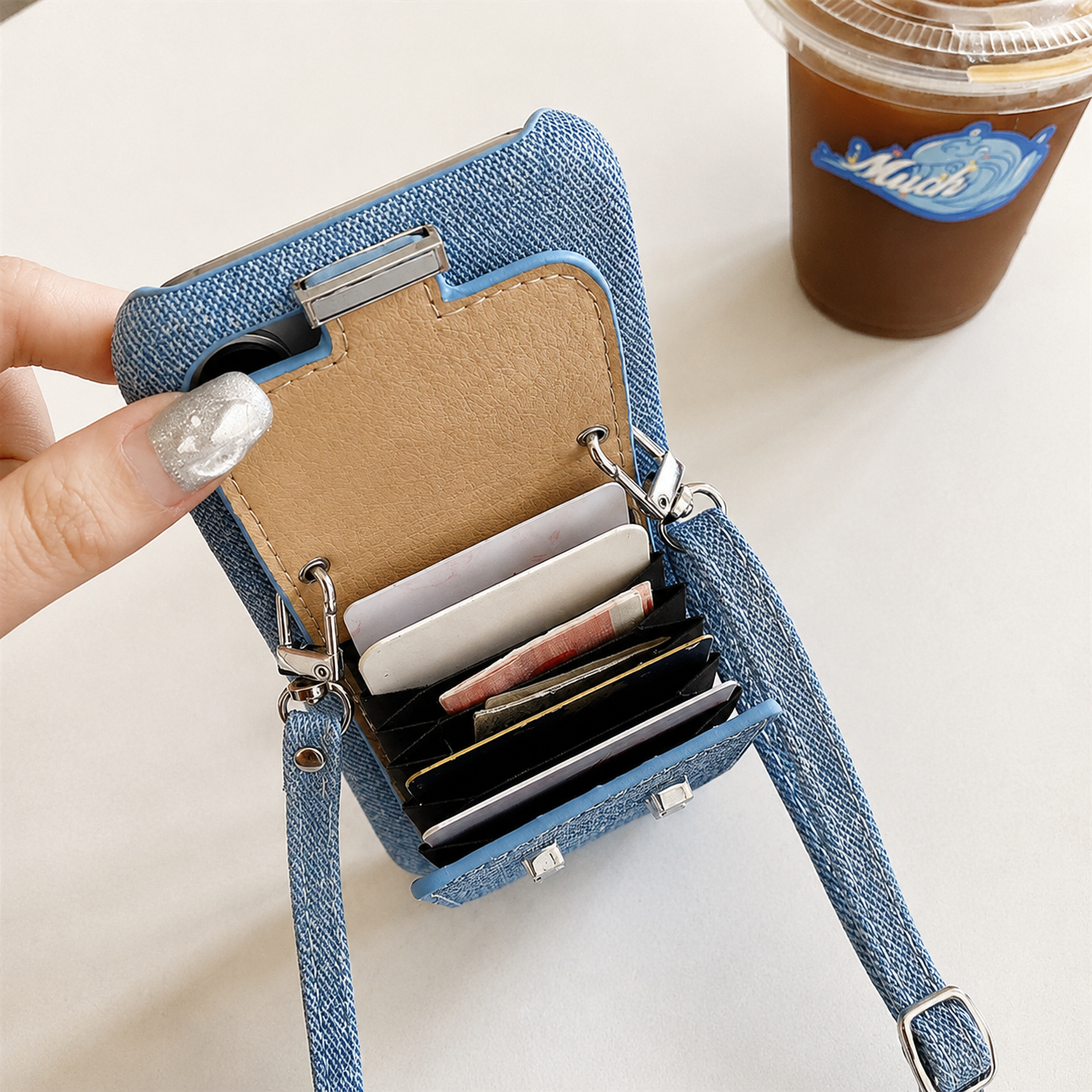 Premium Luxury iPhone Case Leather Wallet Crossbody Flip Cover PU Leather Card Pocket Shoulder Strap Shockproof Full Coverage Slim Design Finish