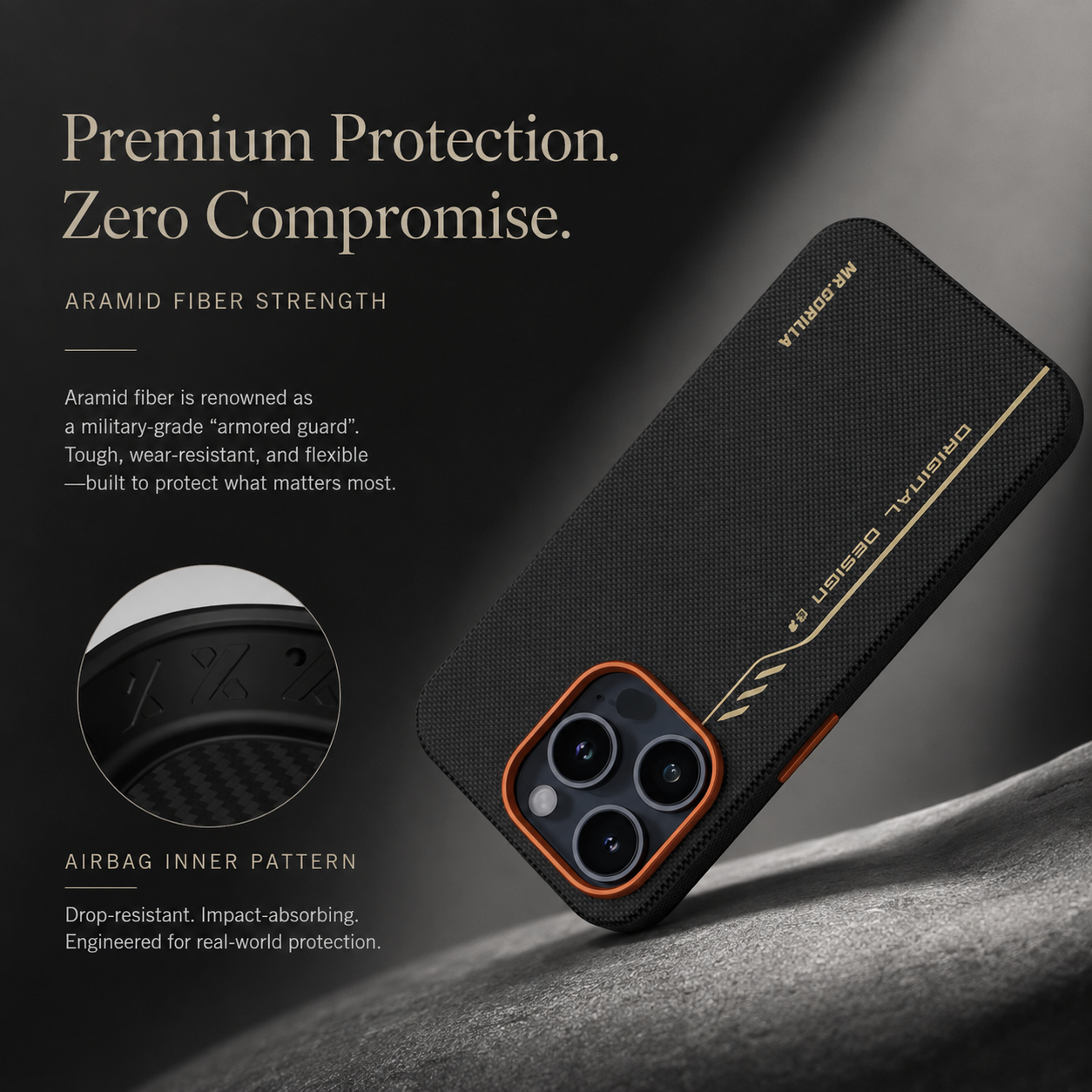 Premium Luxury iPhone Case MagSafe Compatible 600D Kevlar Aramid Fiber Cover Magnetic Shockproof Half Wrapped Anti Fingerprint Protective Durable Design Finish