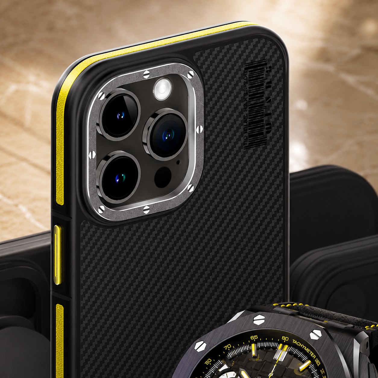 Premium Luxury iPhone Case MagSafe Compatible 600D Kevlar Carbon Fiber Cover Metal Camera Ring Dual Layer Shockproof Half Wrapped Protective Durable Design Finish