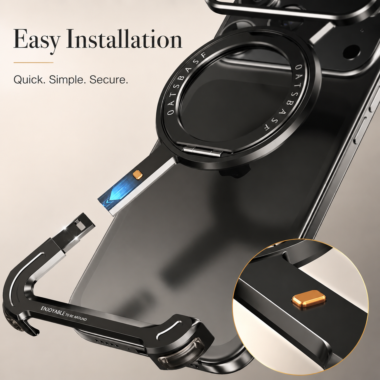 Premium Luxury iPhone Case MagSafe Compatible Aluminum Magnetic Cover Frameless Shockproof 360° Rotating Ring Stand Camera Protection Slim Design Finish