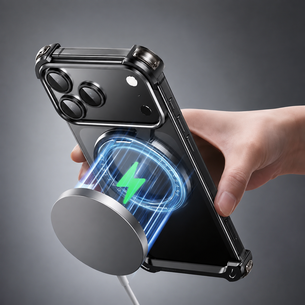 Premium Luxury iPhone Case MagSafe Compatible Aluminum Magnetic Cover Frameless Shockproof 360° Rotating Ring Stand Camera Protection Slim Design Finish