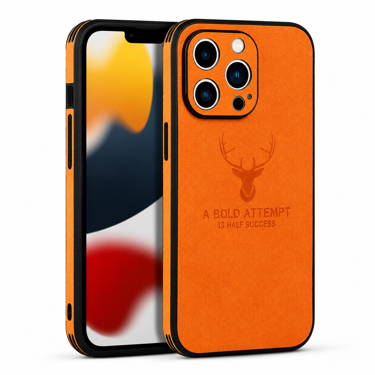 Premium Luxury iPhone Case MagSafe Compatible Canvas Texture Deer Design Cover Shockproof Bumper Frame Camera Protection Slim Protective Design Finish
