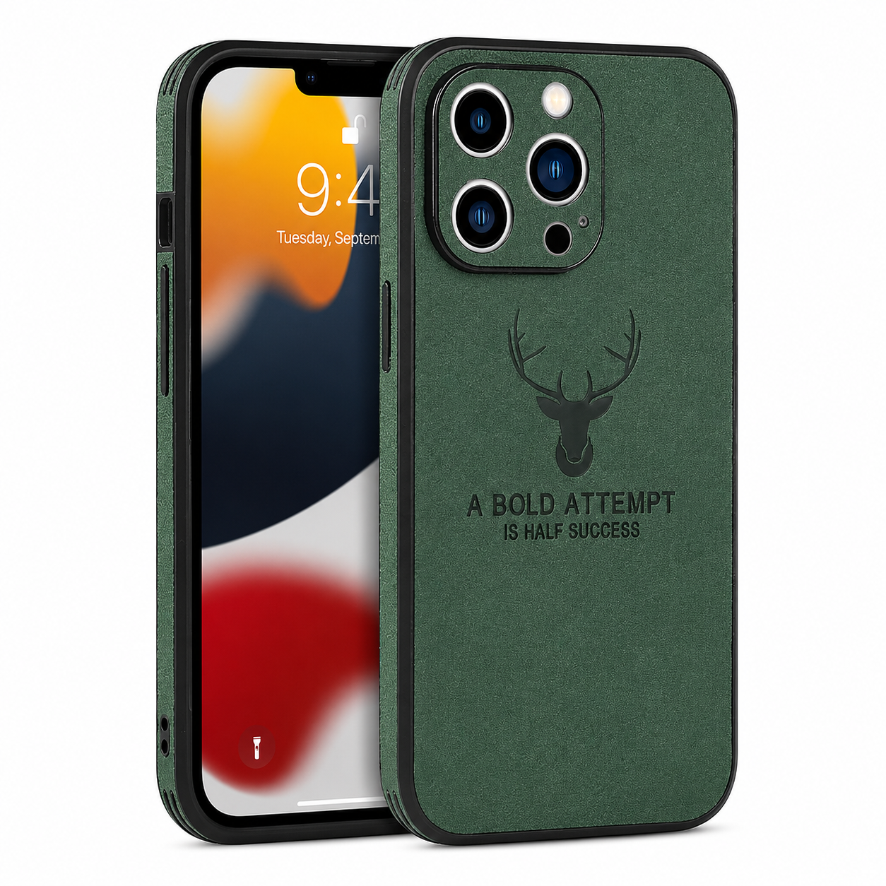 Premium Luxury iPhone Case MagSafe Compatible Canvas Texture Deer Design Cover Shockproof Bumper Frame Camera Protection Slim Protective Design Finish