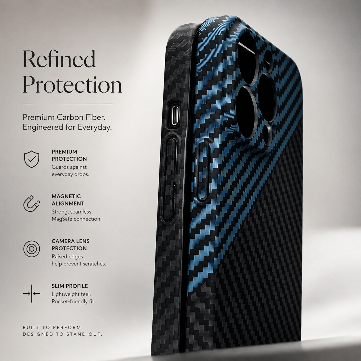 Premium Luxury iPhone Case MagSafe Compatible Carbon Fiber Texture Matte Cover Hard PC Shockproof Camera Protection Ultra Thin Slim Durable Design Finish
