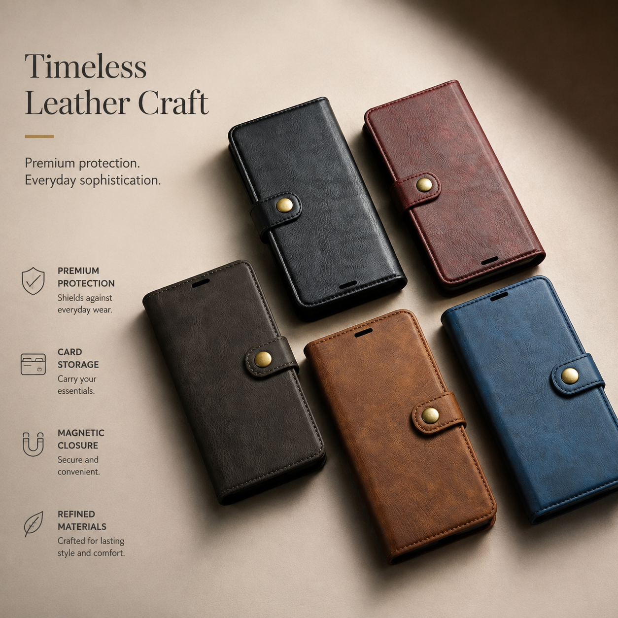 Premium Luxury iPhone Case MagSafe Compatible Detachable Magnetic Wallet Leather Cover Card Holder Shockproof Camera Protection Slim Design Finish