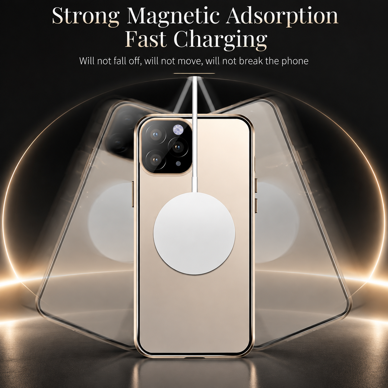 Premium Luxury iPhone Case MagSafe Compatible Double Sided Tempered Glass Metal Frame Cover Shockproof 360 Full Body Camera Protection Slim Design Finish