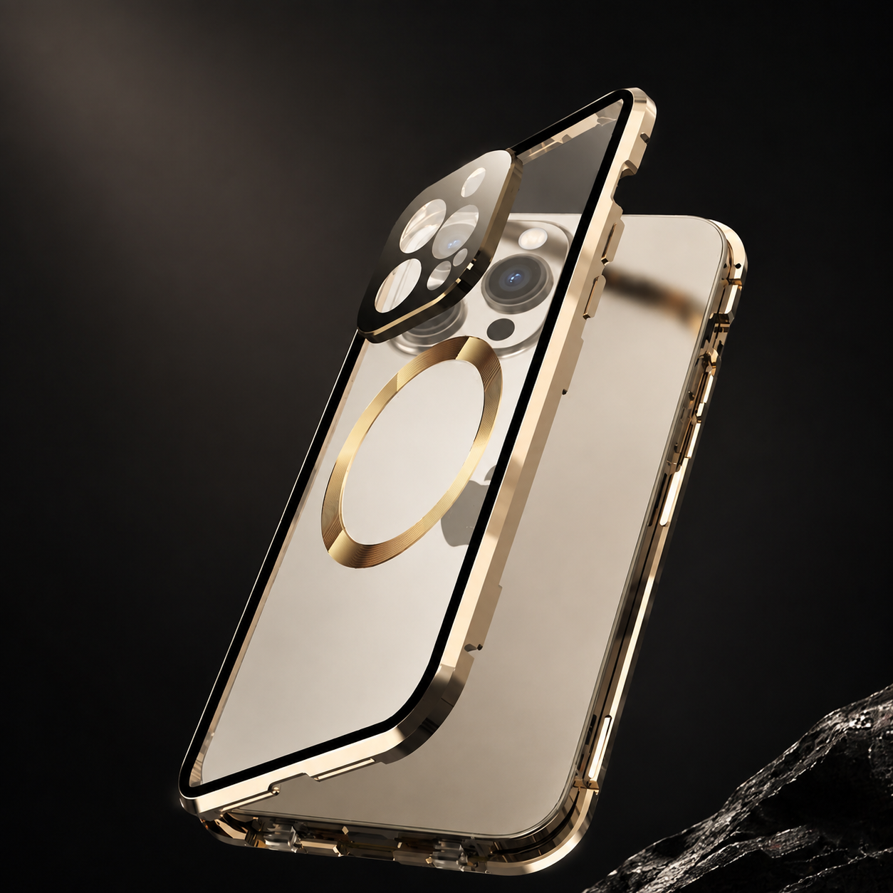 Premium Luxury iPhone Case MagSafe Compatible Double Sided Tempered Glass Metal Frame Cover Shockproof 360 Full Body Camera Protection Slim Design Finish