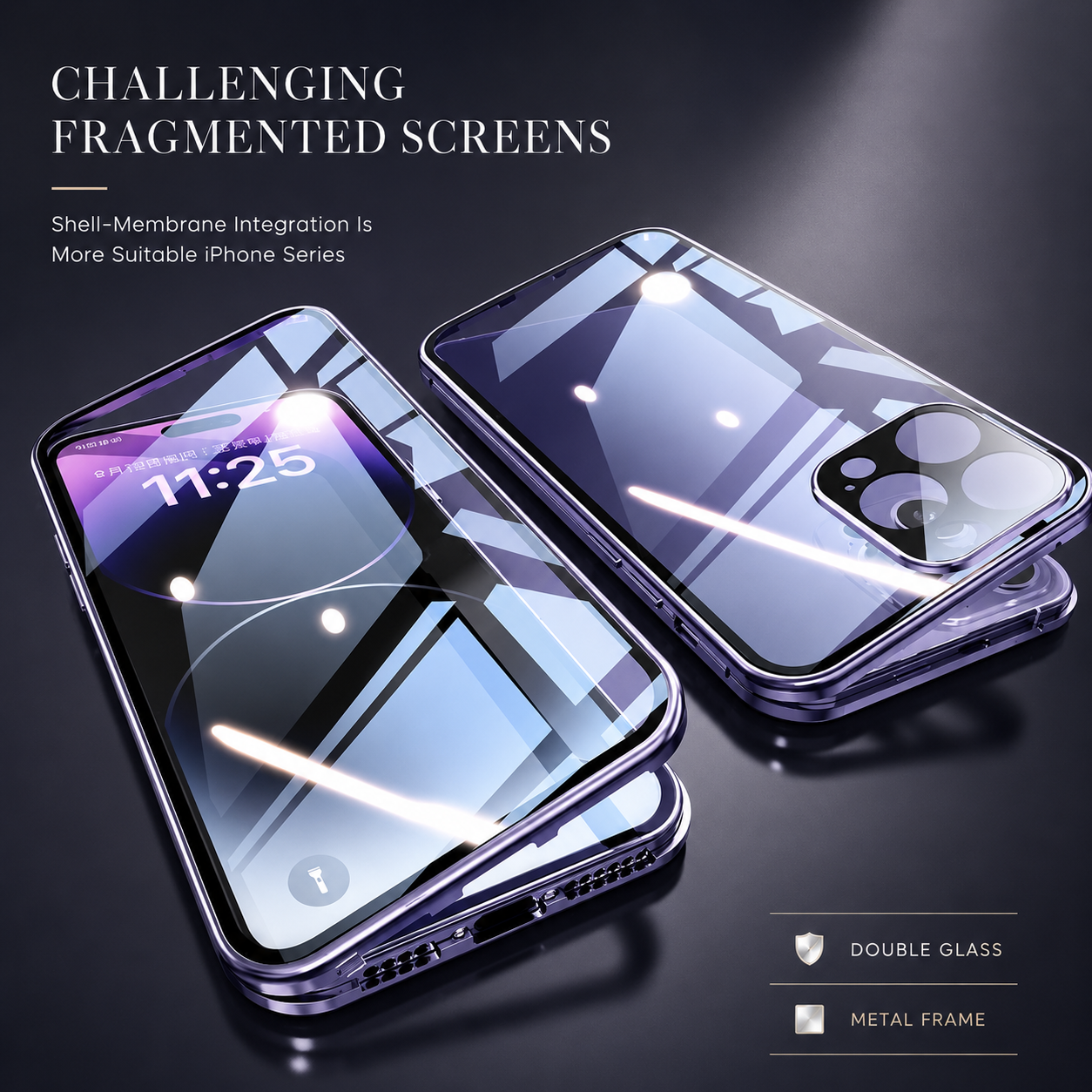 Premium Luxury iPhone Case MagSafe Compatible Double Sided Tempered Glass Metal Frame Cover Shockproof 360 Full Body Magnetic Fit Camera Protection Slim Design Finish