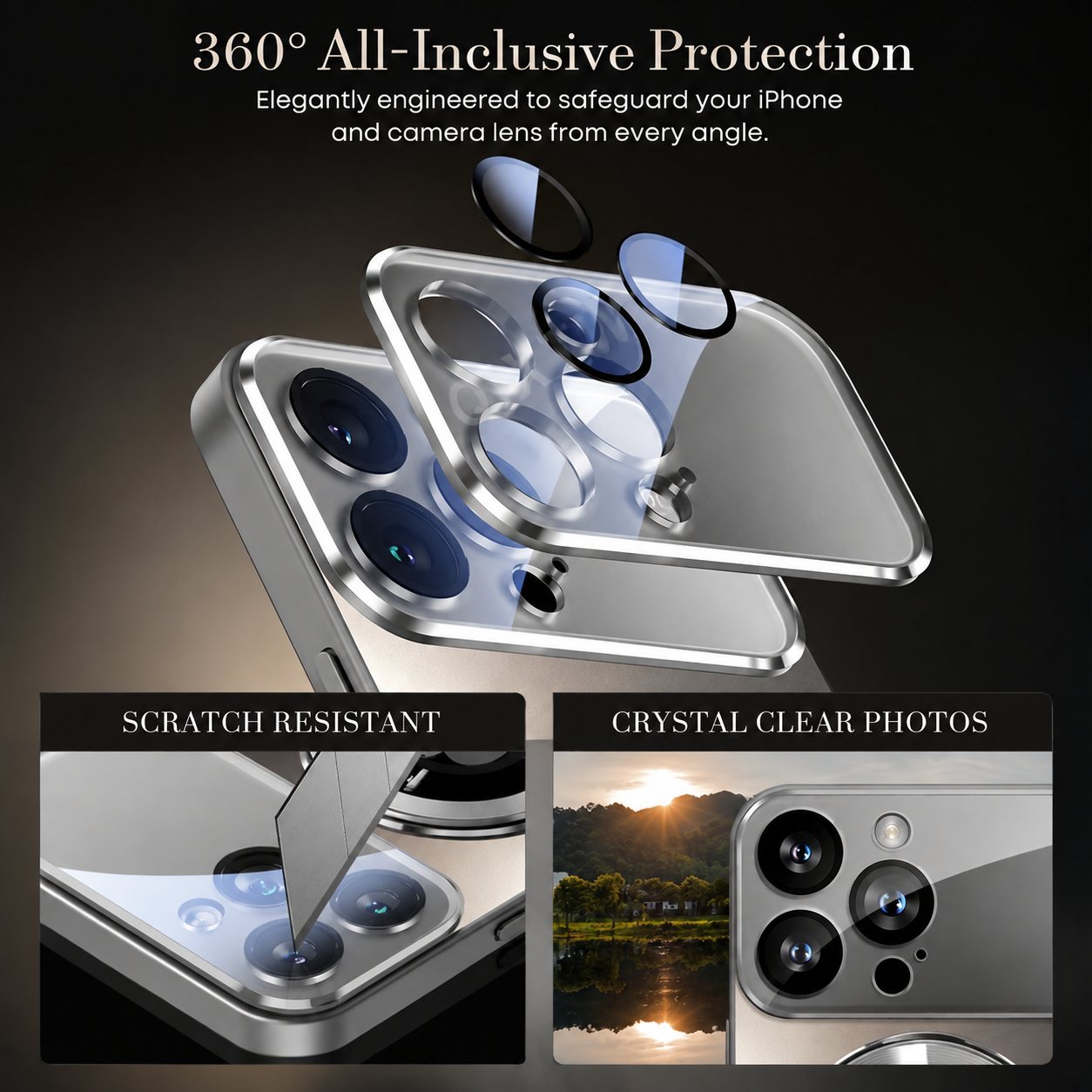Premium Luxury iPhone Case MagSafe Compatible Electroplated Glass Cover Magnetic Shockproof Reflective Hard Back Camera Protection Slim Design Finish