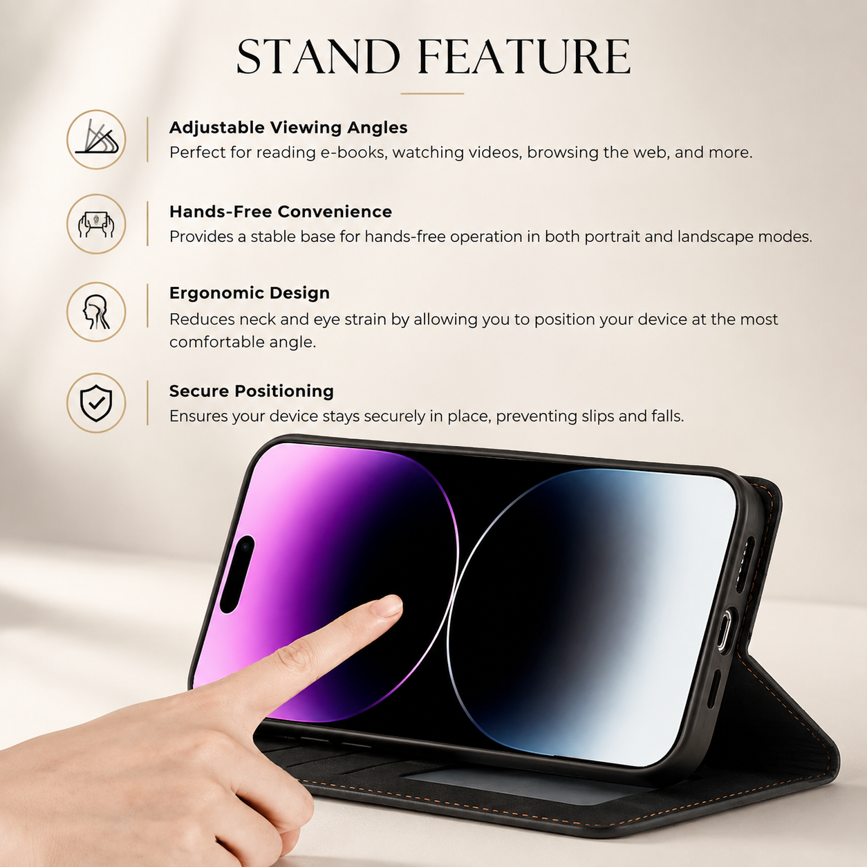 Premium Luxury iPhone Case MagSafe Compatible Flip Wallet Leather Cover Card Holder Magnetic Closure Kickstand Shockproof Camera Protection Durable Design Finish