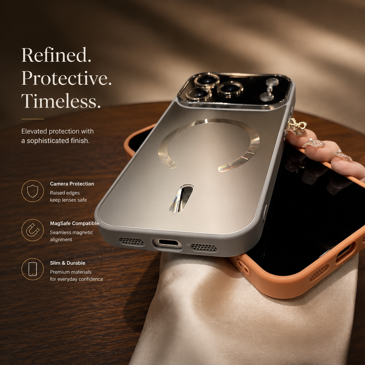 Premium Luxury iPhone Case MagSafe Compatible Flowing Light Big Window Magnetic Shockproof Cover Lightweight Full Protection Anti Scratch Durable Design